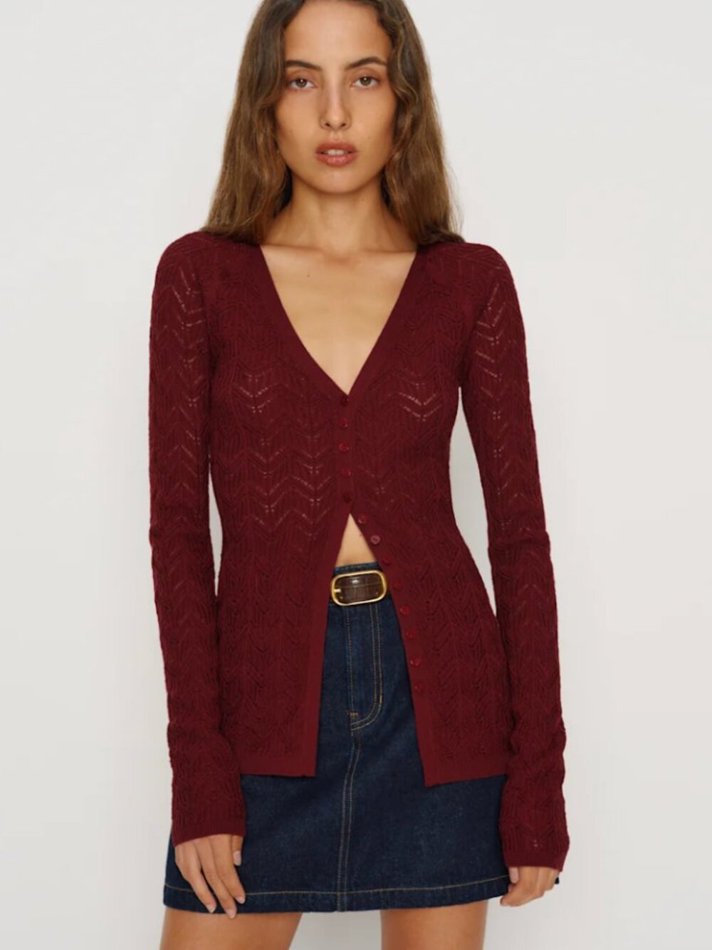 Reformation Sutton Regenerative Merino Open Knit Sweater